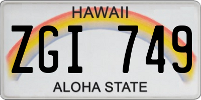 HI license plate ZGI749