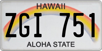 HI license plate ZGI751