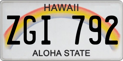 HI license plate ZGI792