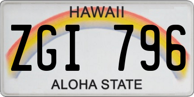 HI license plate ZGI796