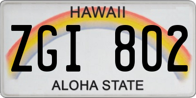 HI license plate ZGI802