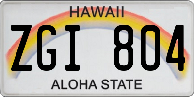 HI license plate ZGI804