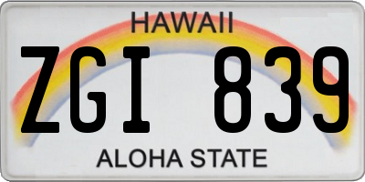 HI license plate ZGI839