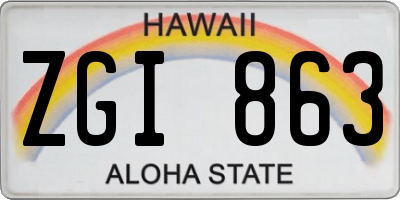 HI license plate ZGI863