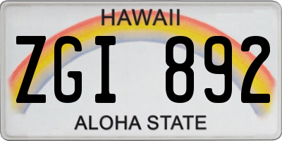 HI license plate ZGI892