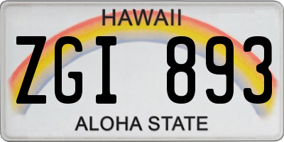 HI license plate ZGI893