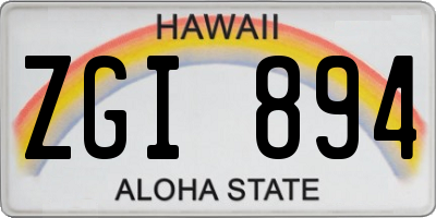 HI license plate ZGI894