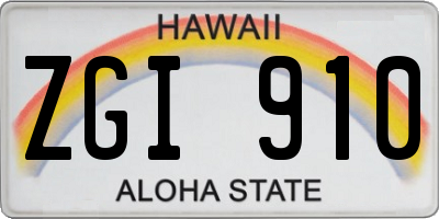 HI license plate ZGI910