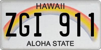HI license plate ZGI911