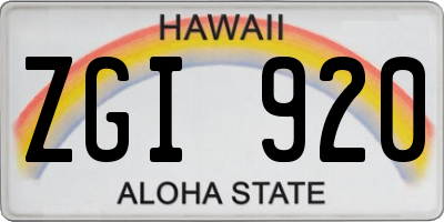 HI license plate ZGI920
