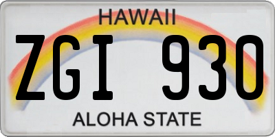 HI license plate ZGI930
