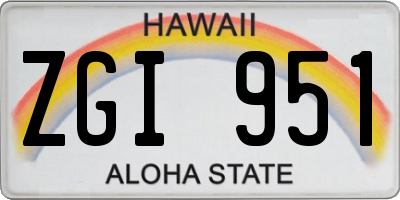 HI license plate ZGI951