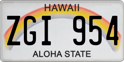 HI license plate ZGI954