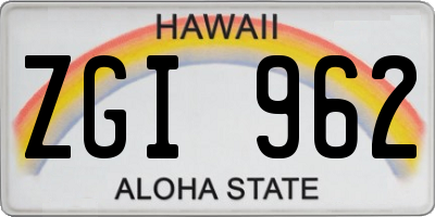 HI license plate ZGI962