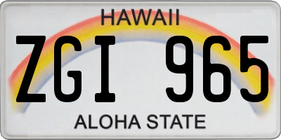HI license plate ZGI965