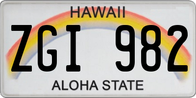 HI license plate ZGI982