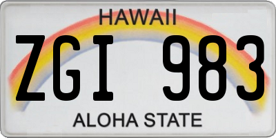 HI license plate ZGI983