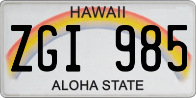 HI license plate ZGI985