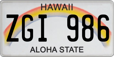HI license plate ZGI986