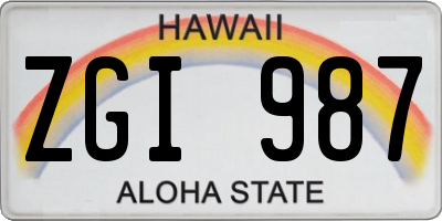 HI license plate ZGI987