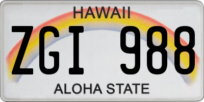 HI license plate ZGI988