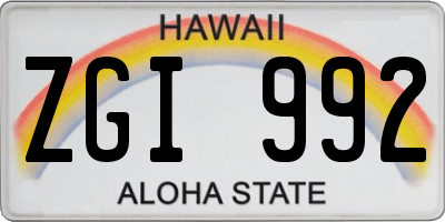 HI license plate ZGI992