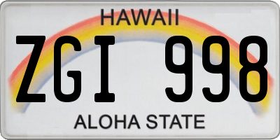 HI license plate ZGI998