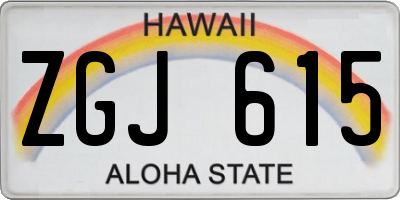 HI license plate ZGJ615