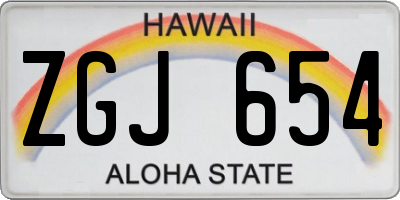 HI license plate ZGJ654