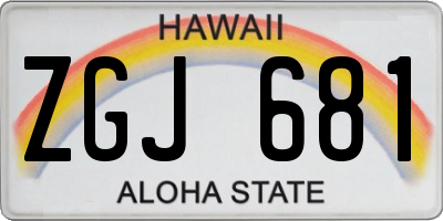 HI license plate ZGJ681