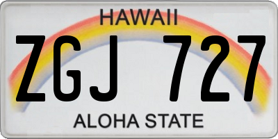 HI license plate ZGJ727