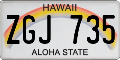 HI license plate ZGJ735