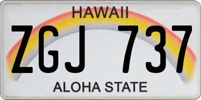 HI license plate ZGJ737
