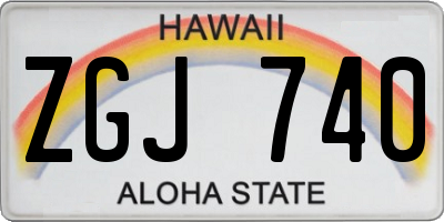 HI license plate ZGJ740