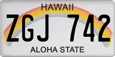 HI license plate ZGJ742