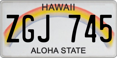 HI license plate ZGJ745
