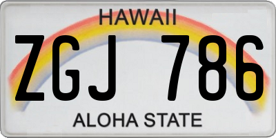 HI license plate ZGJ786