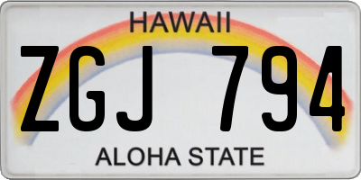 HI license plate ZGJ794