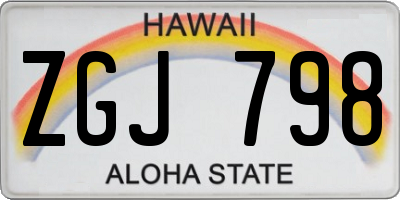 HI license plate ZGJ798
