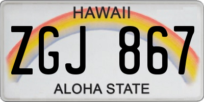 HI license plate ZGJ867