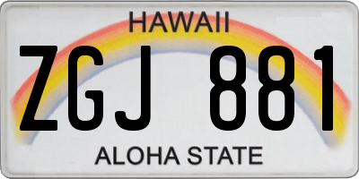 HI license plate ZGJ881