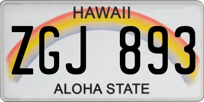 HI license plate ZGJ893