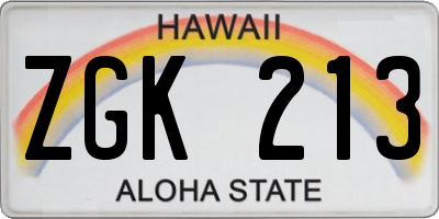 HI license plate ZGK213