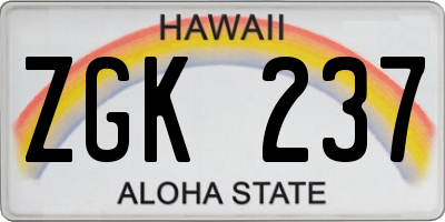 HI license plate ZGK237