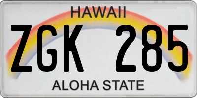 HI license plate ZGK285