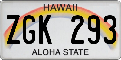 HI license plate ZGK293