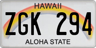 HI license plate ZGK294