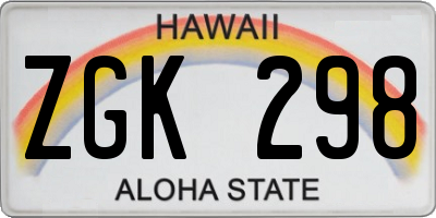 HI license plate ZGK298