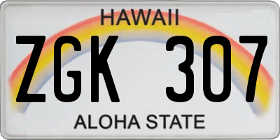 HI license plate ZGK307