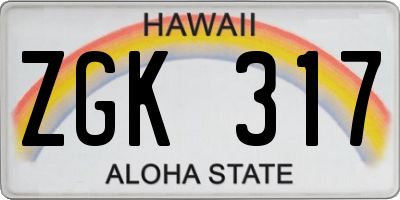 HI license plate ZGK317